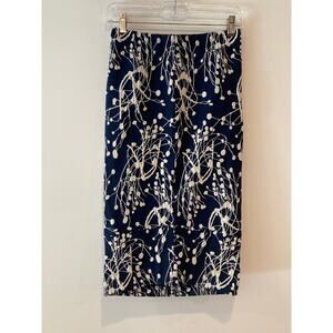 Zero + Maria Cornejo Abstract Navy & White Print Skirt Sz 2 ~ Great Texture!